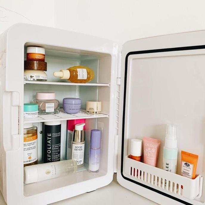 Terlaris [Minifridge] 10L Minifridge Mirror Square - Kulkas Kecil Mini Skincare Fridge Portable Make