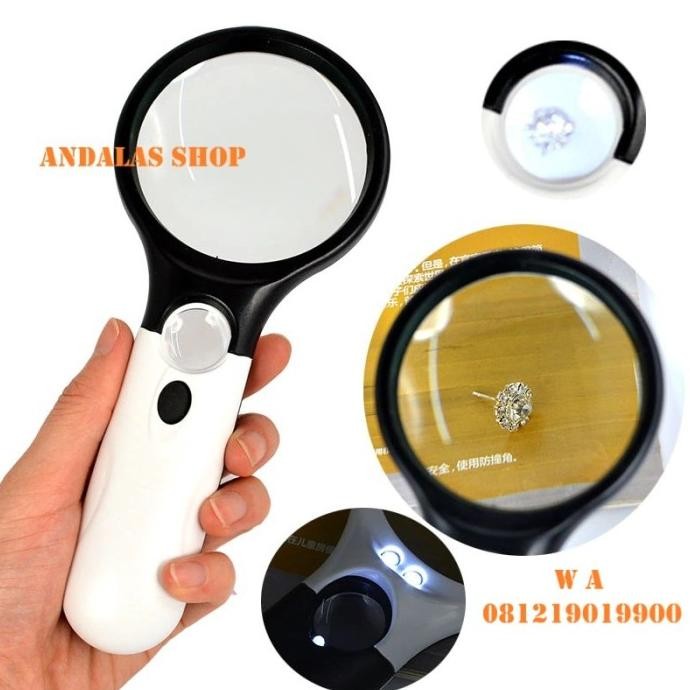 

Murah!! Lensa Kaca Pembesar 45X Dengan Lampu 3 Led