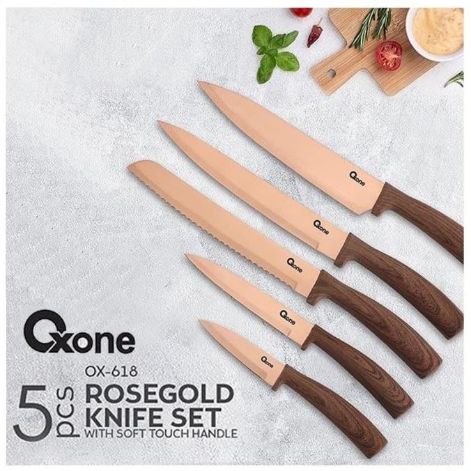Sale Rosegold Knife Set Oxone Ox-618 - Pisau Dapur Rosegold Oxone