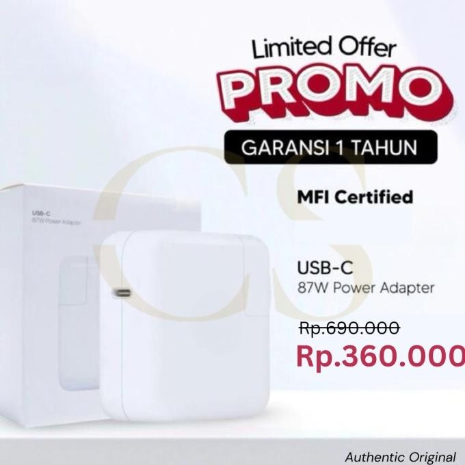 Power Adapter Charger Macbook Pro / Air 87W Type Usb C 87 Watt New Stok
