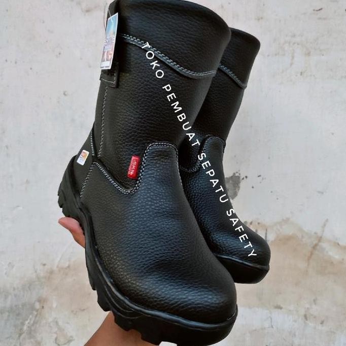 Sepatu Safety Kulit Sapi Asli Safety Hitam Keselamatan Kerja Pabrik Proyek Tahan Api Las King Skn We