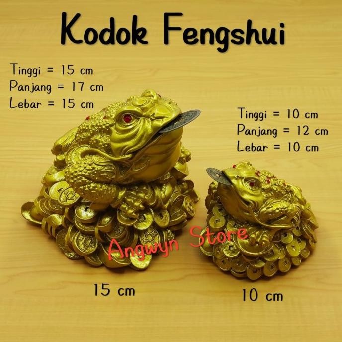 Kodok Fengshui Pembawa Keberuntungan Kodok Emas Kaki Tiga 15 cm