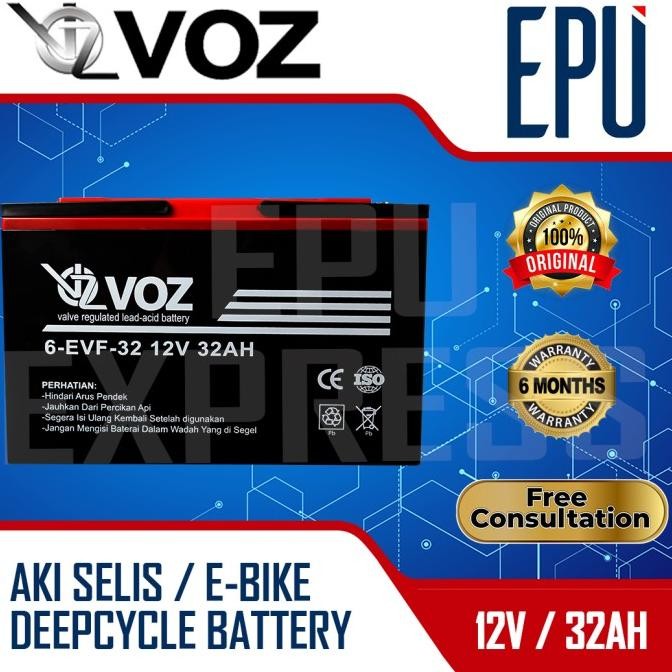 Murah Aki Selis VOZ 12V 32AH Aki Sepeda Listrik Baterai Aki Motor Listrik Non COD