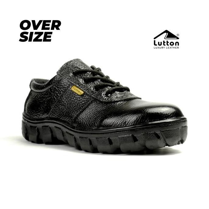 Lutton - Sepatu Safety (Oversize) Ujung Besi Kulit Asli - Mamba Kerja Shoes New Stok