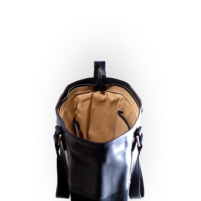 Sale Voyej Grote Ii Tote Bag Leather Canvas Black - Tas Kulit Unisex