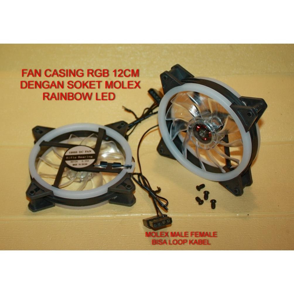 Fan Casing Rgb 12Cm 12 Cm Fan Rgb Rainbow Casing Ring Led Soket Molex Baru Murmer