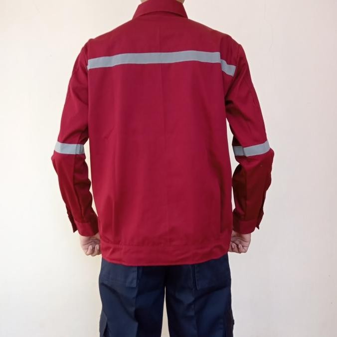 Wearpack Safety Atasan, Baju Kerja Merah Maroon Polos New Stok