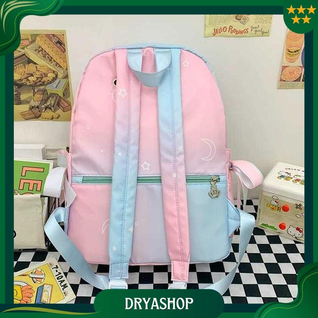 Waterproof Tas Ombre Pastel Anti Air  Cocok Untuk Sekolah Anak Musim Hujan Ransel Backpack Punggung 