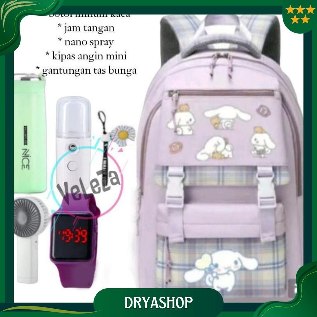 Tas Ransel Sekolah Anak Perempuan Remaja Sd Smp Sanrio Morol Gratis Botol Minum Kaca Jam Tangan Nano