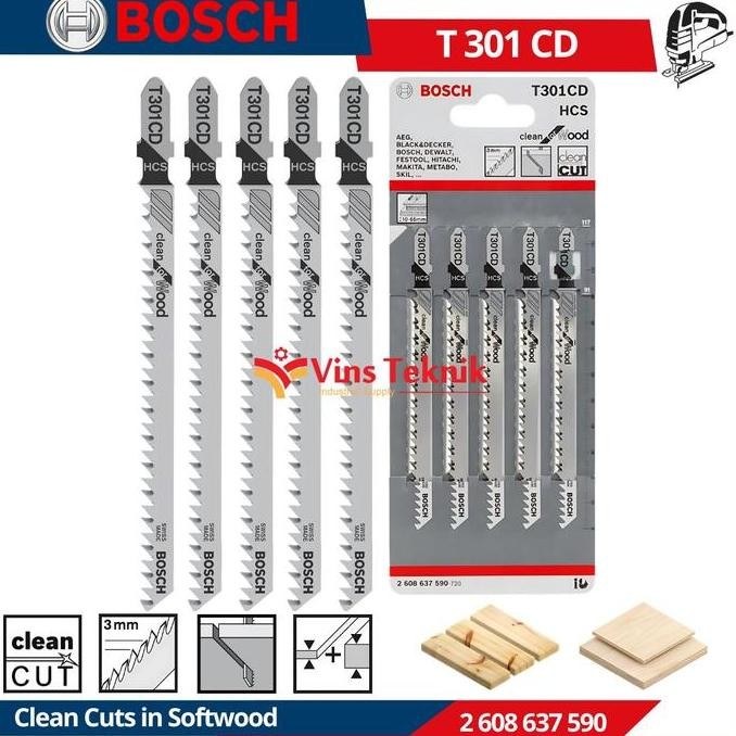 Mata Gergaji Kayu Jigsaw Clean for Wood T301CD Bosch T 301 CD