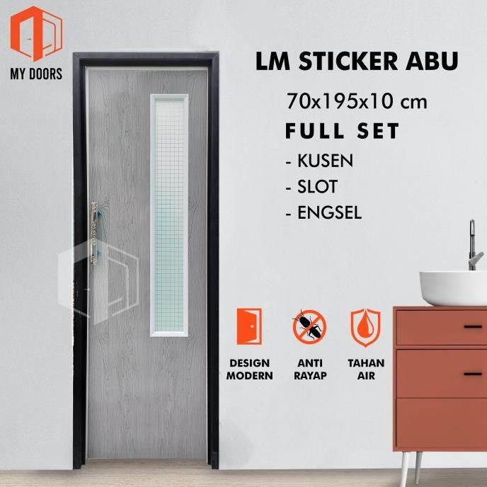Pintu Kamar Mandi Pvc Kaca Buram Super White Dengan Handel Mewah