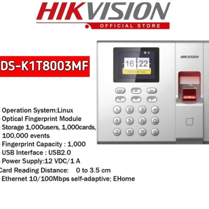 

TERBARU - MESIN ABSENSI FINGER PRINT HIKVISION DS K1T8003MF