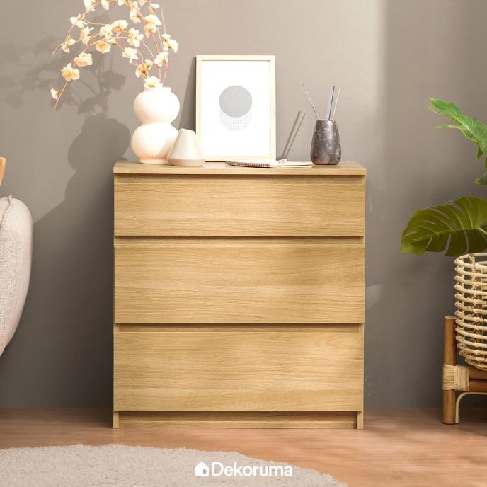 Murah Moku Lemari Laci Kayu 3 Susun Drawer Non COD