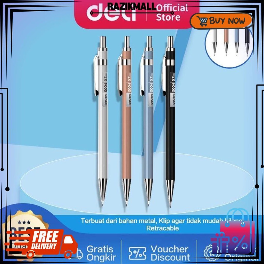 

Deli Metal Mechanical Pencil / Pensil Mekanik Besi 0.5Mm Nyaman Digenggam S003 D Terlaris