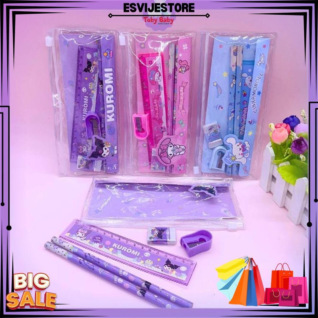 

Set Alat Tulis Sekolah Karakter Motif Sanrio Free Pouch 5 In 1 Lucu Cute Stationery D Promo 4.4