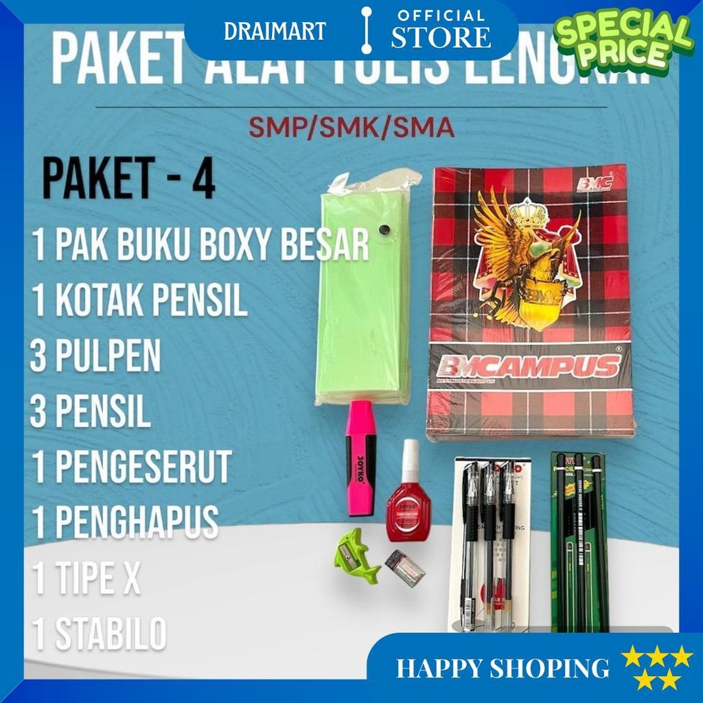 

Paket Atk Lengkap Sd/Smp/Smk/Sma Buku Tulis / Alat Tulis Sekolah D Termurah
