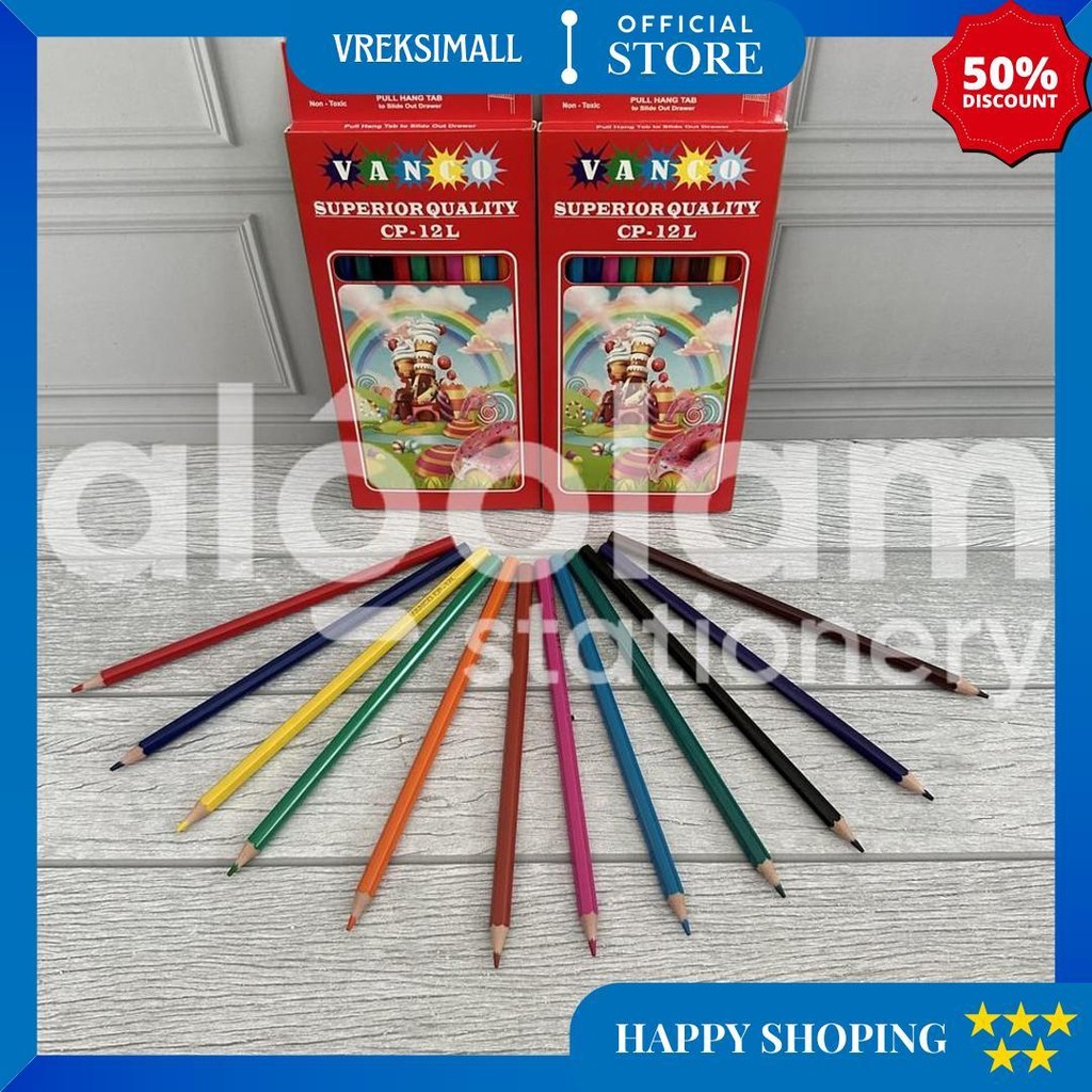 

Satu Set ( 12 Warna ) Colour Pencil Pensil Warna Vanco Cp - 399 12 Warna Panjang D Sale