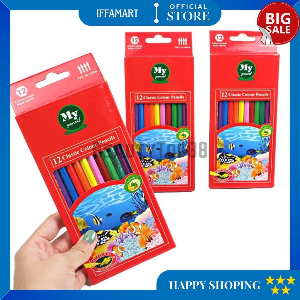 

Pensil 12 Warna Panjang My Pencil / Color Pencil Paper Box Classic / Coloring Set Anak Anak D Sale