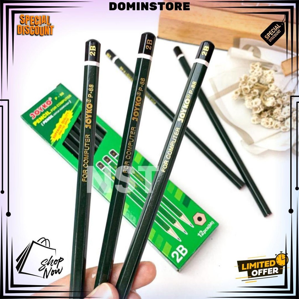 

1 Pak / 12 Pcs Pensil 2B Joyko P-88 Satuan D Sale