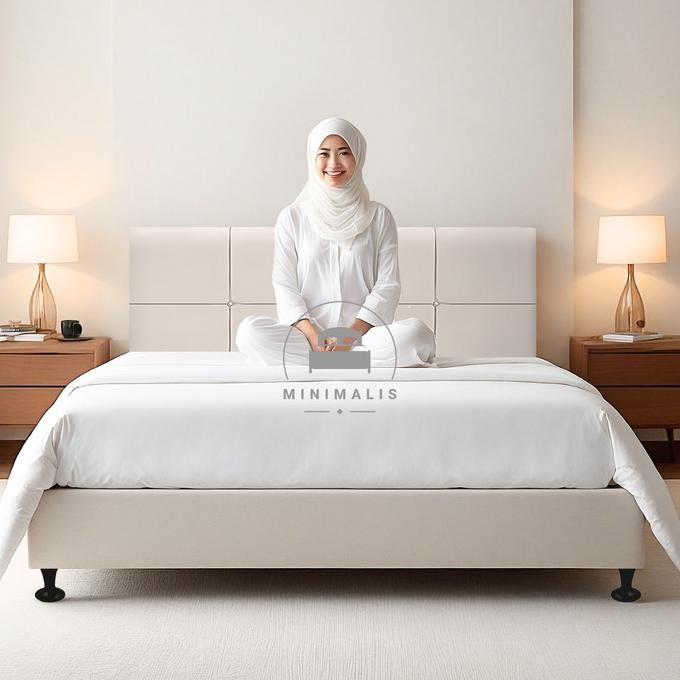 Dipan Minimalis Motif Persegi | Divan Dan Sandaran Headboard Minimalis Bahan Kayu | Ranjang Tempat T
