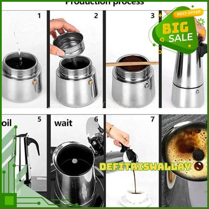 ALAT PEMBUAT KOPI MOKA POT ESPRESSO MAKER COFFEE MAKER STOVETOP STAINLESS STEEL ALAT SEDUH PEMANAS T
