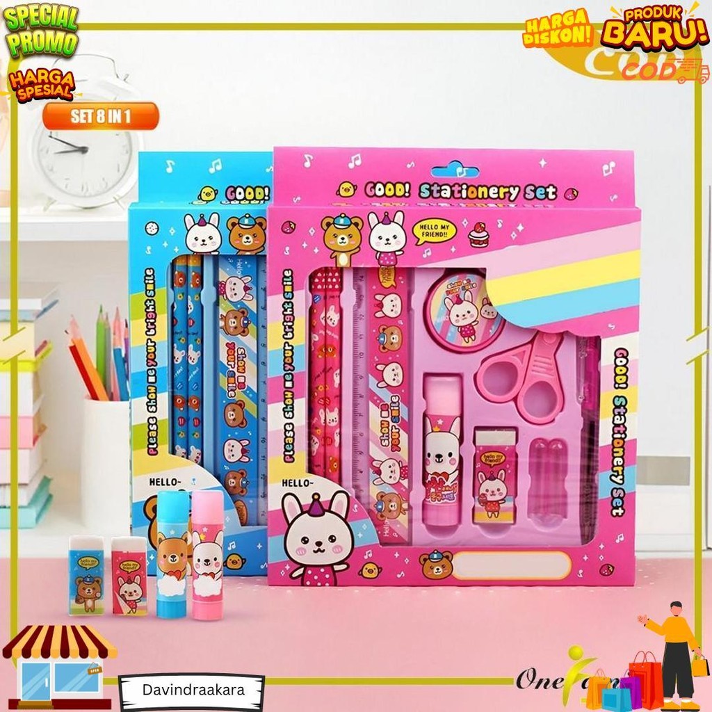 

One-A26 Alat Tulis Set 8In1 Karakter Stationery Kids / Paket Alat Tulis Anak Tk / Set School Supplies For Child Writing Gift Eraser Ruler D Terlaris