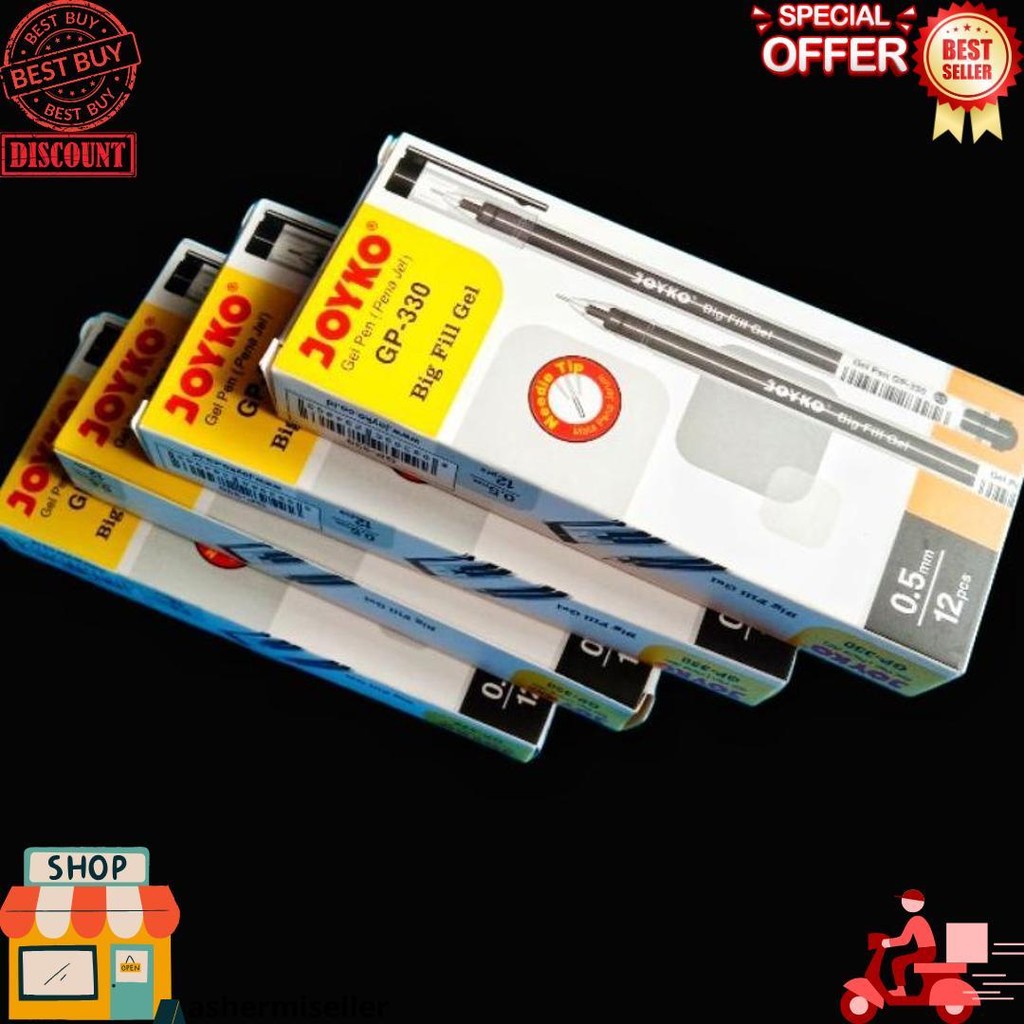 

Pulpen Gel Joyko Gp-330 / Pena Gel Hitam Bolpoint 1 Lusin Big Fill Gel 12 Pcs Murah D Promo Puncak