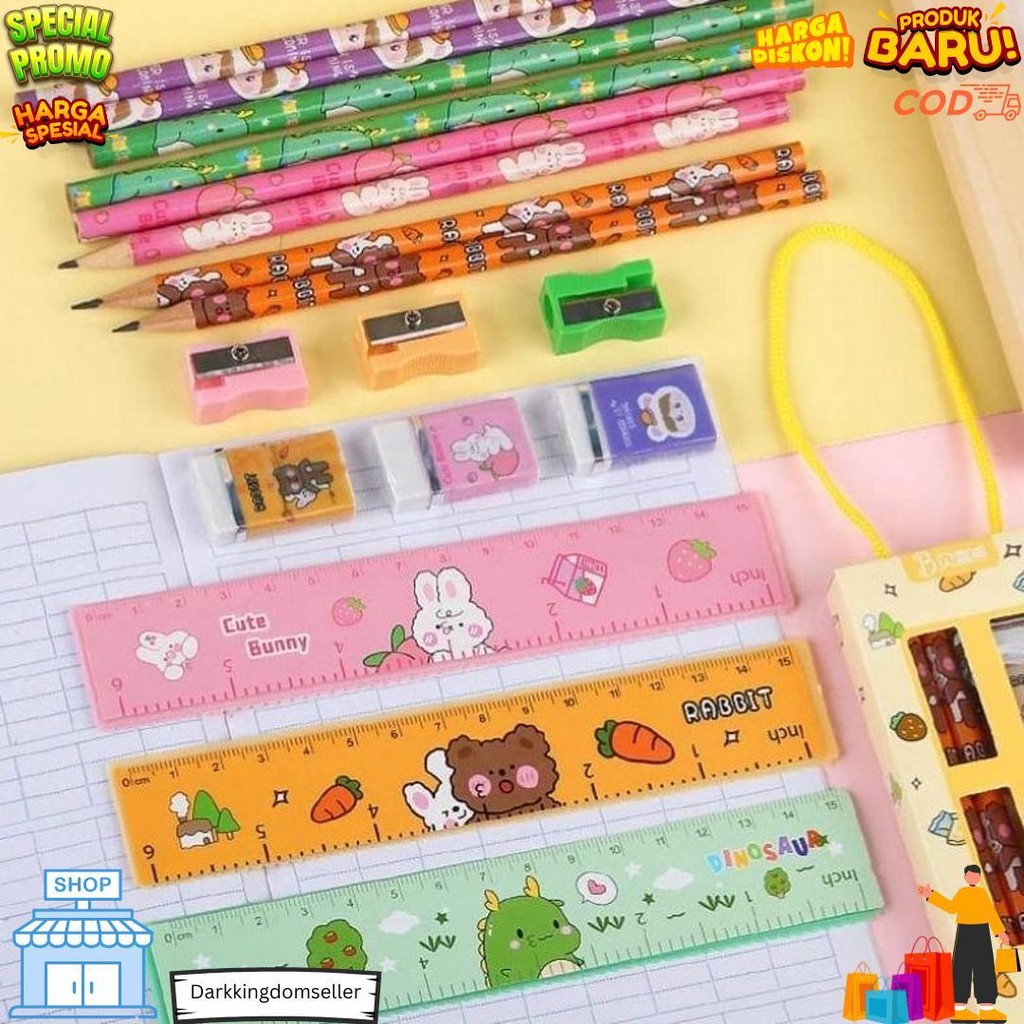 

Stationery Set Alat Tulis 5 In 1 Premium / Set Alat Tulis Tali Gantung Kartun Lucu D Promo 4.4
