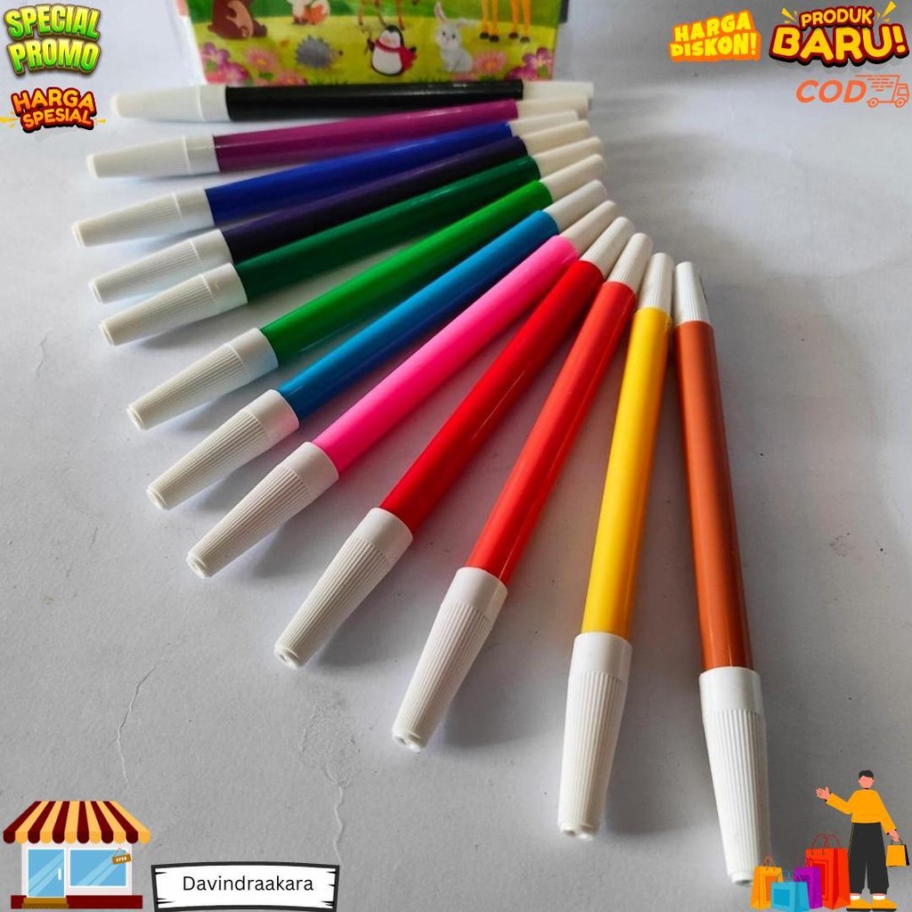 

Satu Set ( 12 Warna ) Colour Pen Spidol 12 Warna Zendi 838-12 D Best Seller