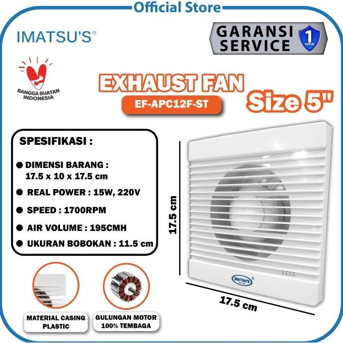 Murah Exhaust Fan Toilet 5 Inch Exhaust Fan Mini Kamar Eksos Dinding Rumah Non COD