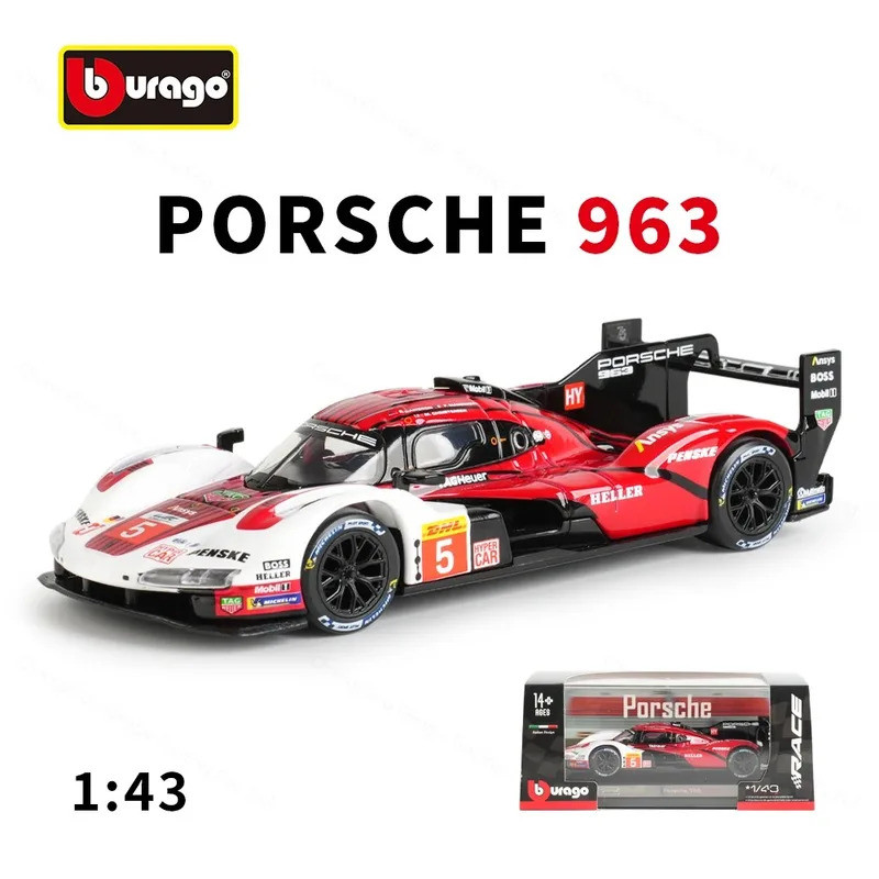 Bburago 1/43 Porsche 963 5 Juara Rally Le Mans 24h Balapan 143 Porsche 911 GT3 RS Dt Penutup Mobil P