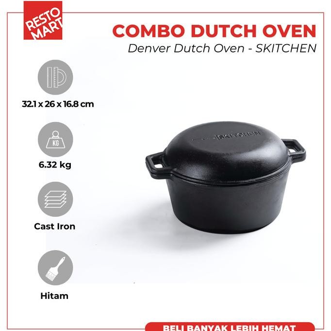 Murah Combo Dutch Oven/Denver Dutch Oven SKITCHEN Cast Iron (2291110) Non COD
