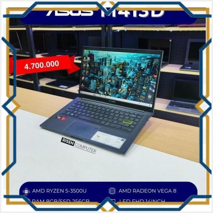 [SLS] LAPTOP ASUS M413D AMD RYZEN 5 3500U FHD 14INCH RAM 8GB SSD 256GB KEYBOARD BACKLIT NOTEBOOK SEK