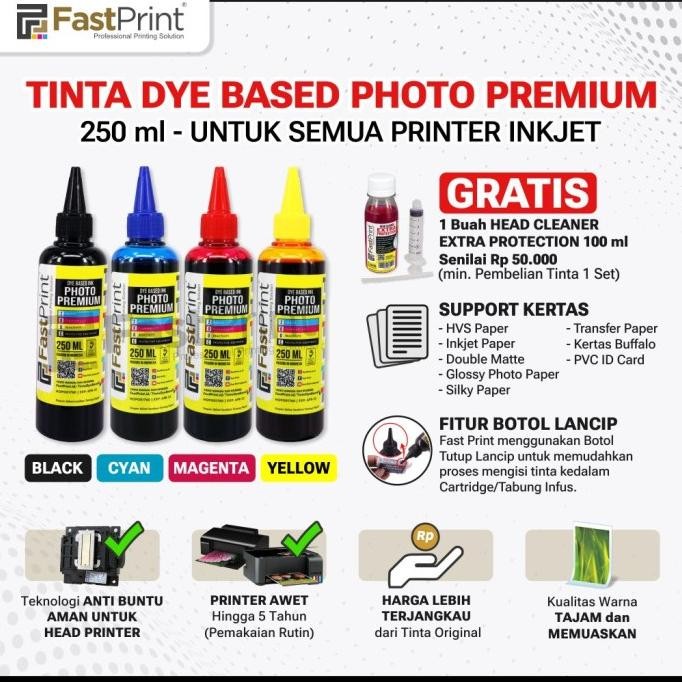

Baru Tinta Dye Based Photo Premium Epson 1 Set - 4 Warna - 100 Ml Premium