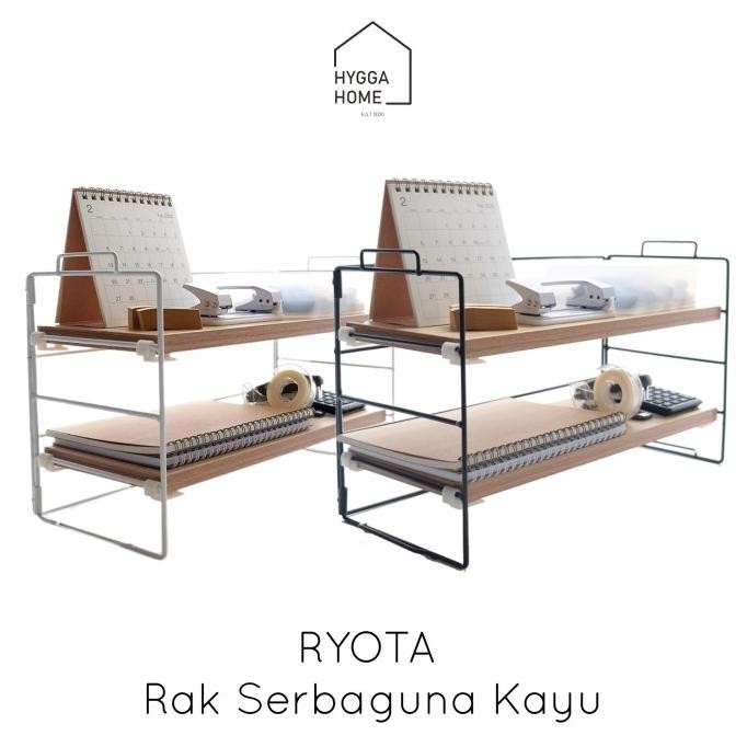 HARGA DISC - RYOTA Rak Serbaguna Kayu Rak Buku Rak Besi Susun Tambahan Minimalis