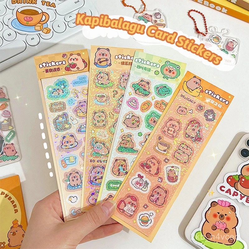 

4Sheets/Pack Kawaii Capybara Stickers Aesthetic Decorative Scrapbook DIY Stickers Transparent School Supplies Diary Stickers JN4B