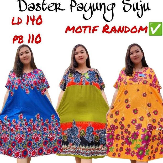 3 Pcs Daster Payung Super Jumbo LD 140 Busui Rayon Kancing Tebal Bumil Motif Pendek Batik jumbo
