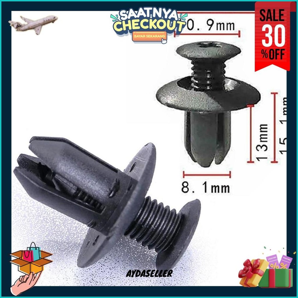 Klip Kancing Baut 8Mm Expanding 8 / 15 / 25 / 50 / 100 Pcs Rivet Mobil Universal Honda Jazz Cr-V Cit