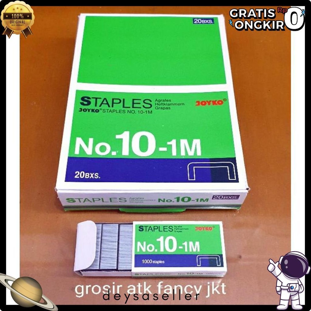 

( 1 Dus = 20 Pak Kecil ) 10-1M Staples Steples Isi Stapler Stepler Neces Joyko No. 10 - 1M Kecil Terlaris! Produk Ini Banyak Dicari