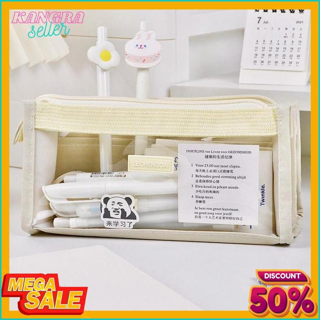 

[Miloli] Kotak Pensil Lechengcai Tempat Pena Kosmetik Kapasitas Besar Pvc Transparant Stationery - F0209 Diskon Setengah Harga