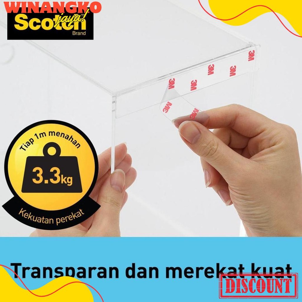 

3M Scotch Double Sided-Mounting Tape, Menahan Hingga 3.3Kg, 1 Pc, Transparan, Untuk Pengunaan Dalam Ruangan Terlaris! Produk Ini Banyak Dicari