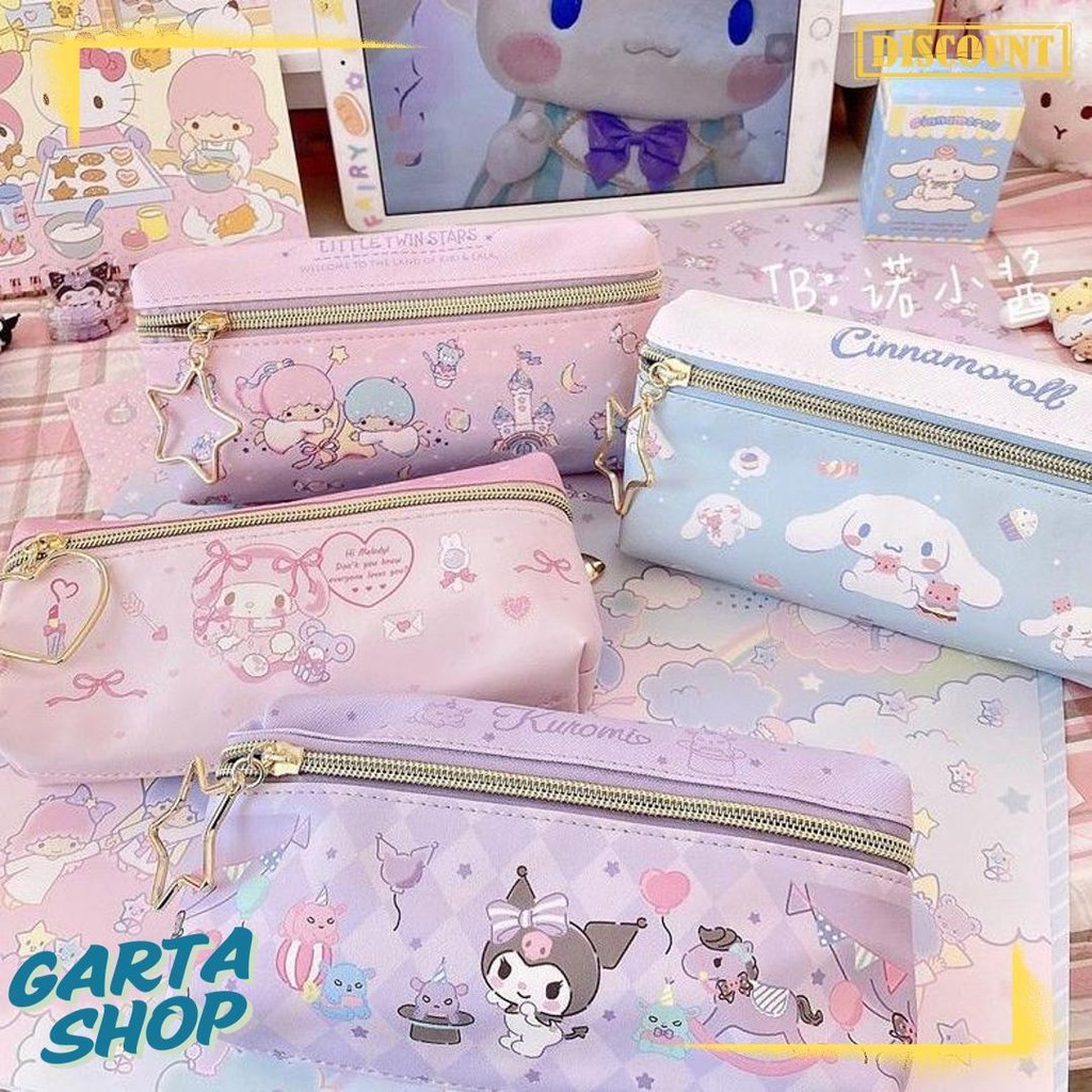 

Tempat Pensil Terbaru 2 Sisi / Kotak Pensil Sanrio Terbaru /Pencil Case Cinnamoroll Kueomi Melody 2 Sekat Diskon Setengah Harga