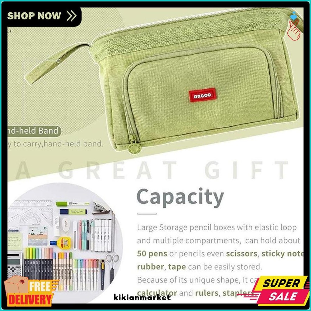 

[Cod] Angoo Super Large Capacity Pencil Case Kawaii Korean Pencil Cases Aesthetic Stationery Office Desk Storage Bag For Girls School Supplies Terlaris! Produk Ini Banyak Dicari