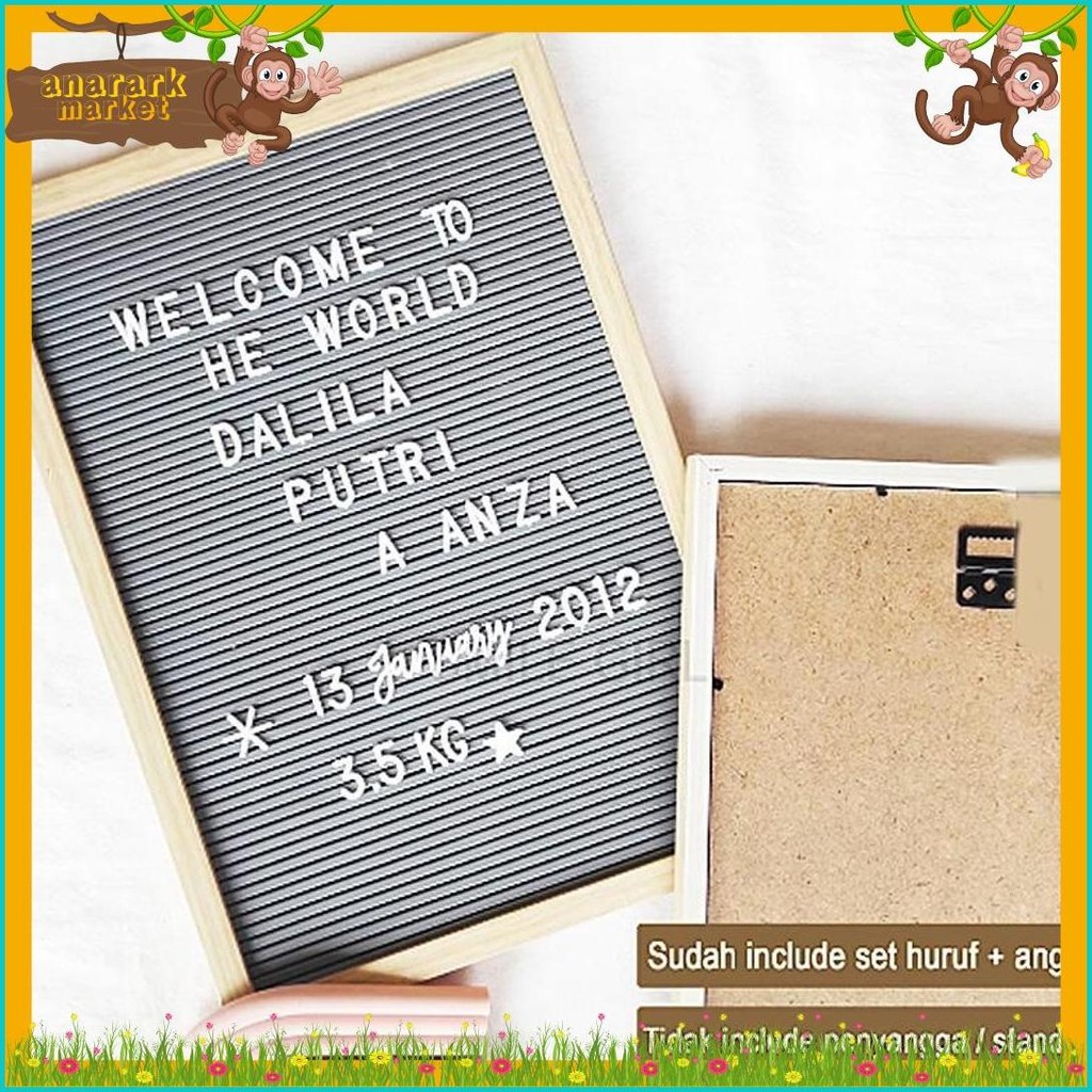 

Letter Board Baby Include Huruf/ Felt Letter Board Set / Letter Board/Papan Nama Bayi /Papan Menu / Dekorasi Rumah Viral 30*40 Cm Terlengkap Dan Termurah