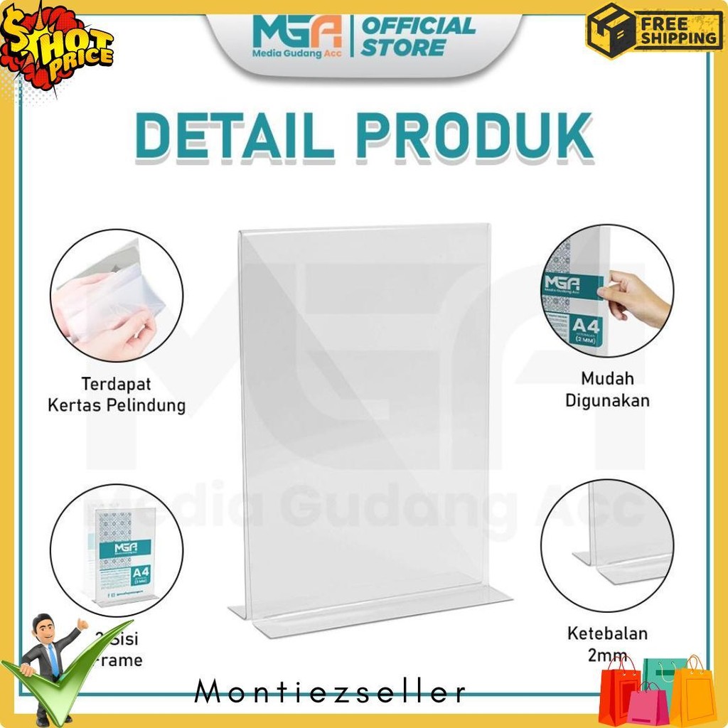 

Tempat Brosur A4 2Mm Portrait 2 Sisi / Tent Holder / Tent Card Stand Akrilik Diskon Setengah Harga