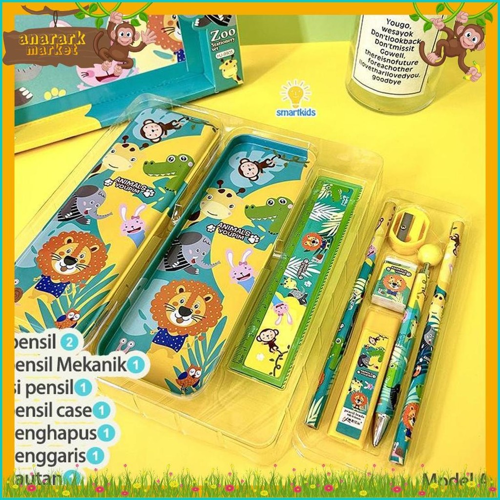 

Alat Tulis Set Paket Komplit 7 In 1 / Stationery Complete Lengkap / Kotak Pensil Anak / Souvenir Hadiah Kado / Sekolah Karakter Kartun Lucu Animal Hewan / Perlengkapan Tulis / Tempat Pensil Diskon Setengah Harga