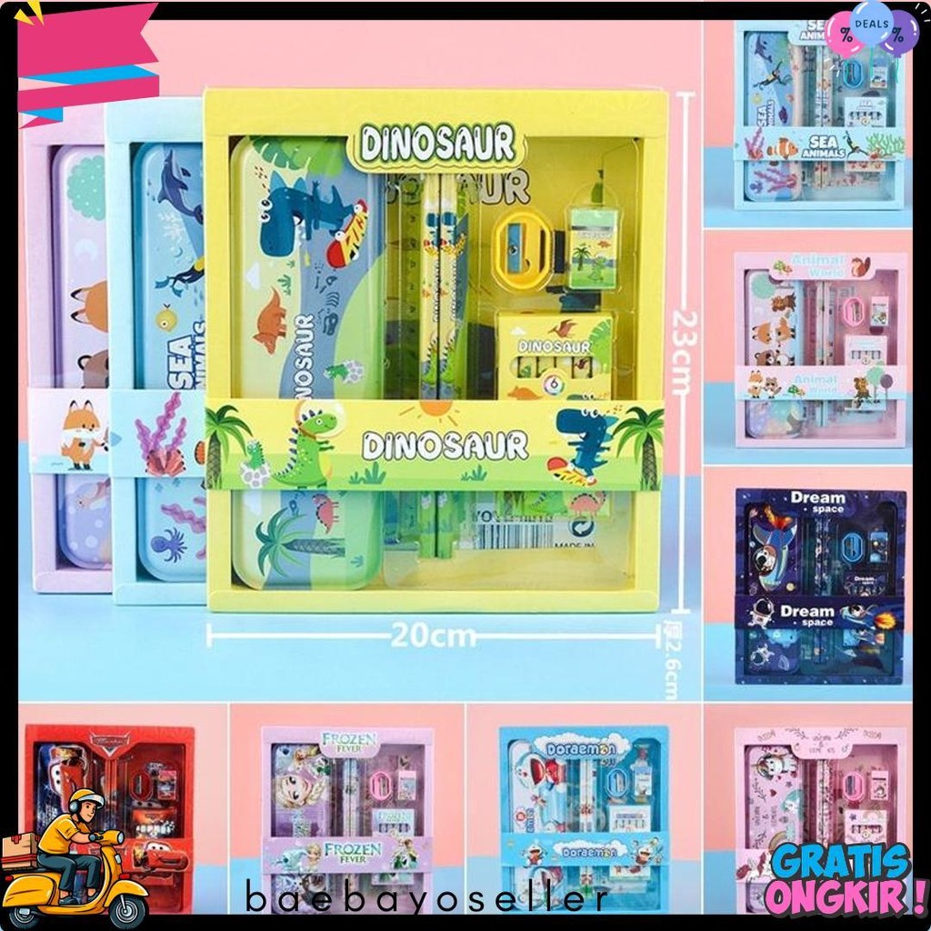 

Alat Tulis Set Paket Komplit 7 In 1 / Stationery Complete Lengkap / Kotak Pensil Anak / Souvenir Hadiah Kado / Sekolah Karakter Kartun Lucu Animal Hewan / Perlengkapan Tulis / Tempat Pensil Diskon Setengah Harga