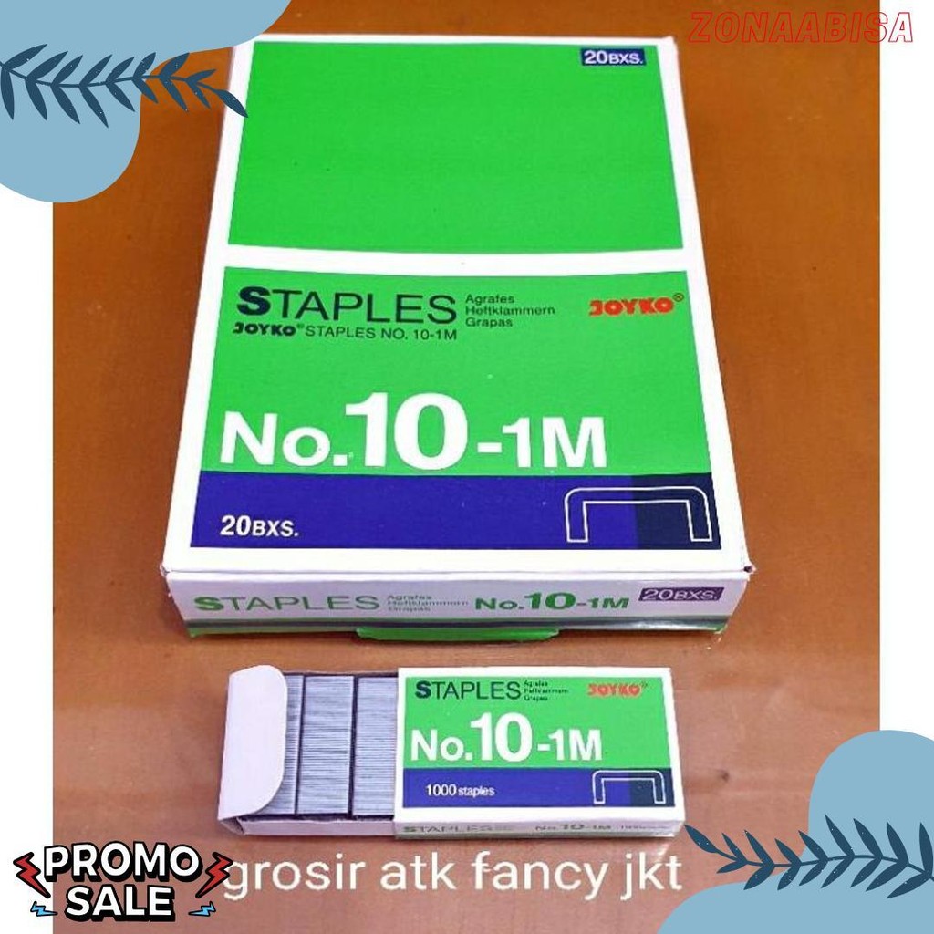 

( 1 Dus = 20 Pak Kecil ) 10-1M Staples Steples Isi Stapler Stepler Neces Joyko No. 10 - 1M Kecil Terlengkap Dan Termurah