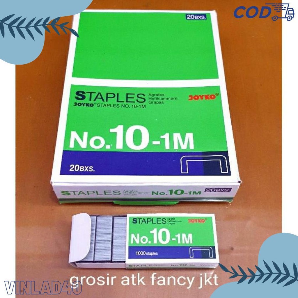 

( 1 Dus = 20 Pak Kecil ) 10-1M Staples Steples Isi Stapler Stepler Neces Joyko No. 10 - 1M Kecil Flash Sale! Diskon Hingga 70%