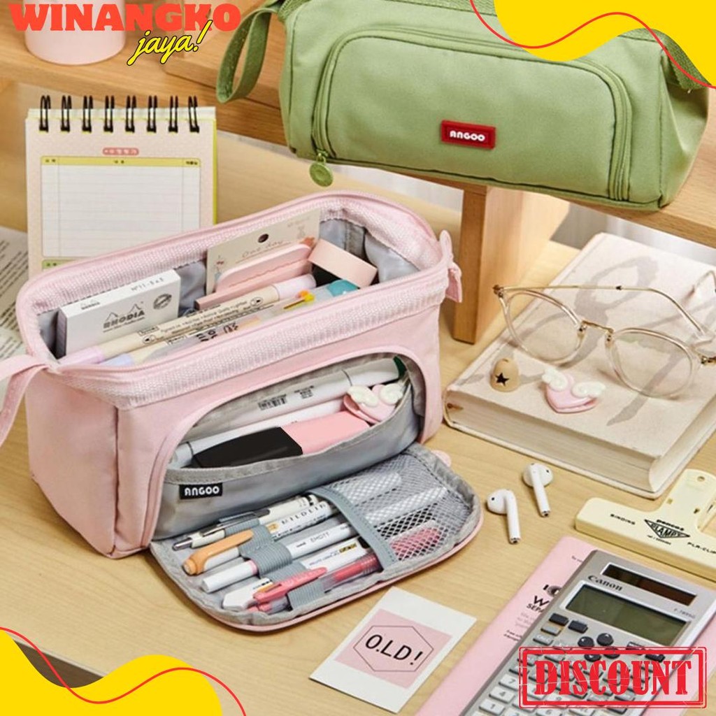 

[Cod] Angoo Super Large Capacity Pencil Case Kawaii Korean Pencil Cases Aesthetic Stationery Office Desk Storage Bag For Girls School Supplies Flash Sale! Diskon Hingga 70%